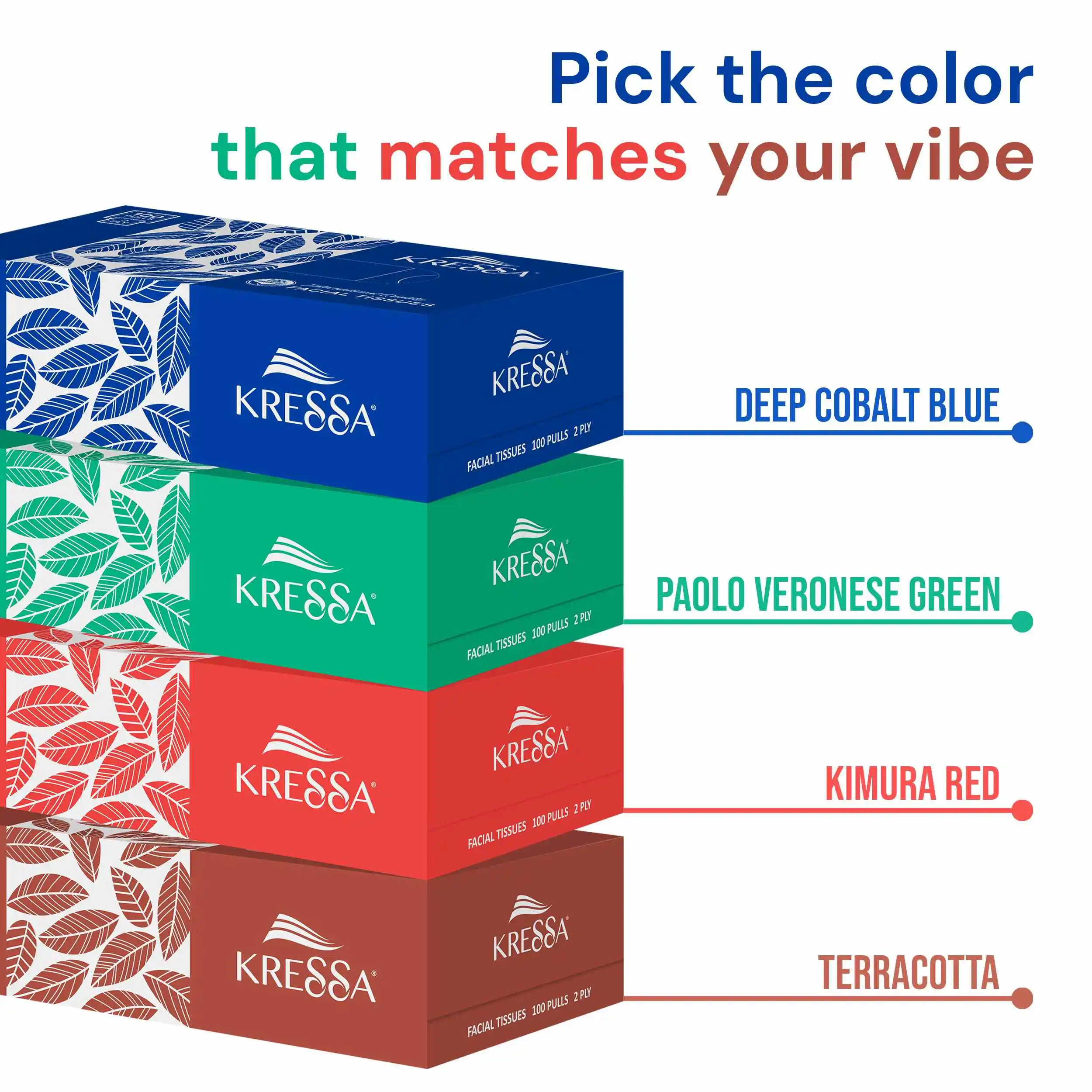 Kressa 2 Ply Face Tissue Single Box Multicolor 100 Pulls Per Box - Image 2