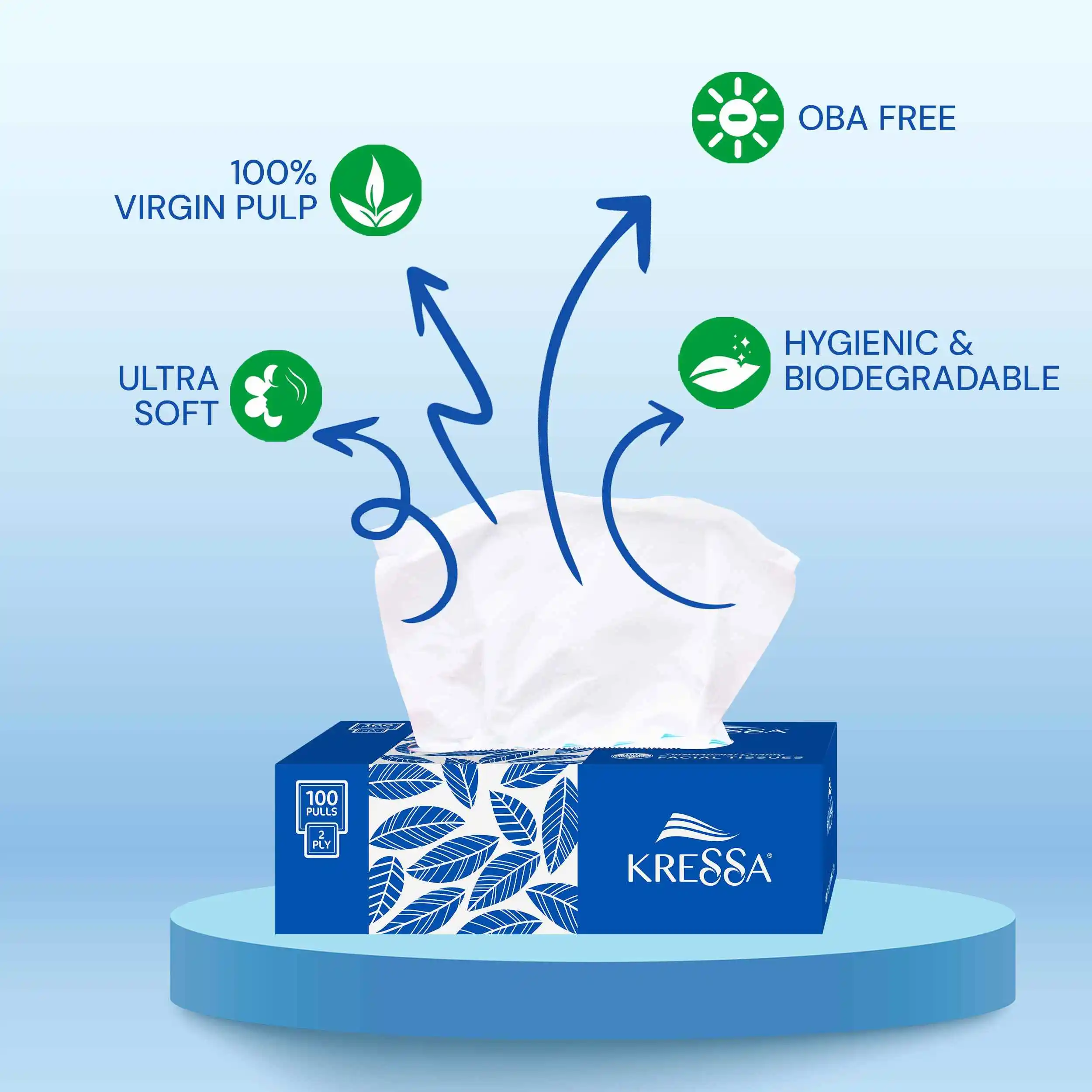 Kressa 2 Ply Face Tissue Single Box Multicolor 100 Pulls Per Box - Image 8