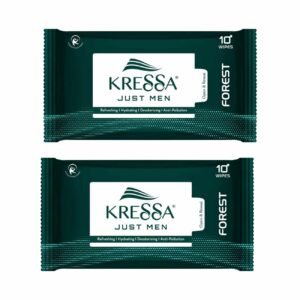 Kressa Face Wipes For Men | Forest | Refreshing Anti-Pollution Pack Of 2- 20 Wipes
