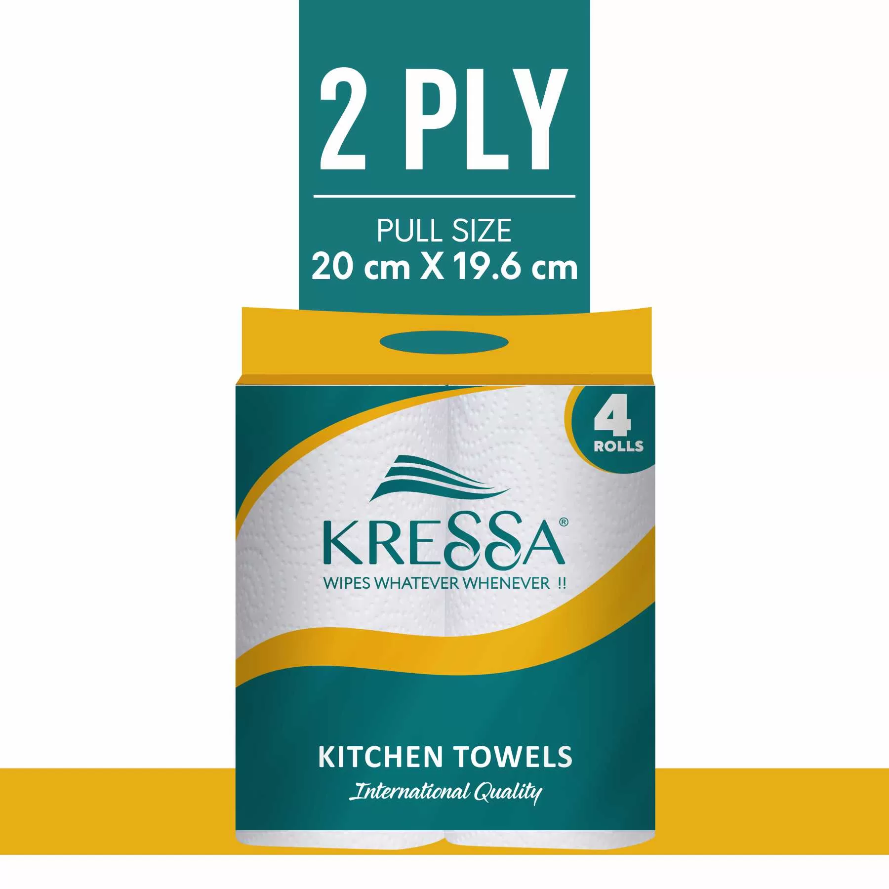 Kressa Kitchen Roll 4in1 (Pack of 2) - 2 Ply 60 Pulls Per Roll-480 Pulls - Image 2