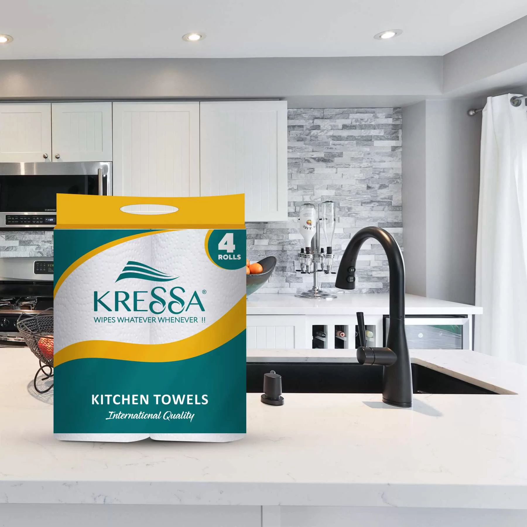 Kressa Kitchen Roll 4in1 (Pack of 2) - 2 Ply 60 Pulls Per Roll-480 Pulls - Image 4