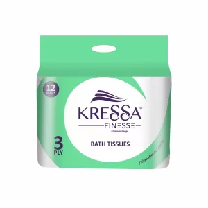 Kressa 3Ply Toilet Paper - 12 Toilet Tissue Rolls x 300 Pulls (3600 Pulls)