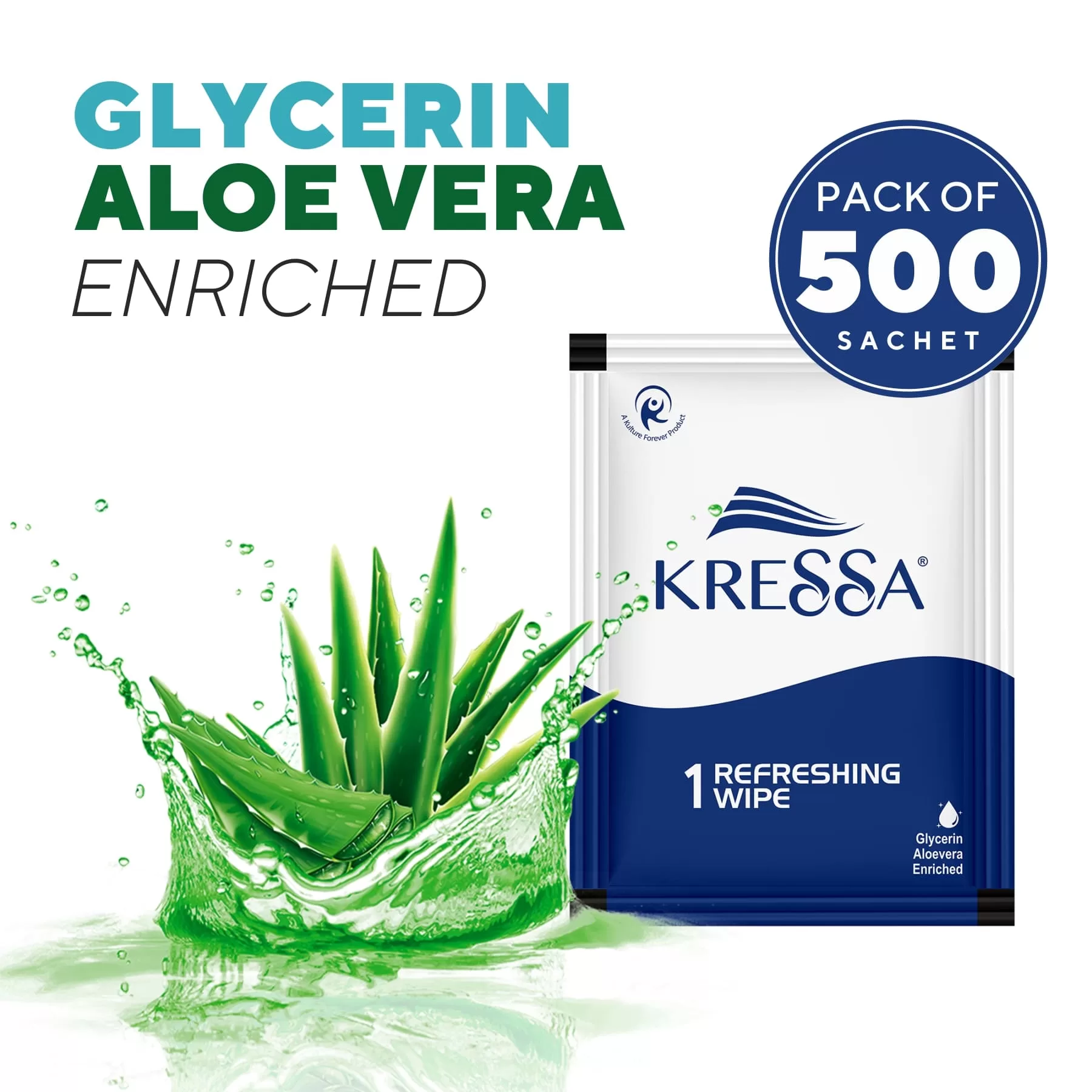 Kressa Refreshing and Cleansing Wet Wipes | PH Balanced | Single wipes sachet pack of 500