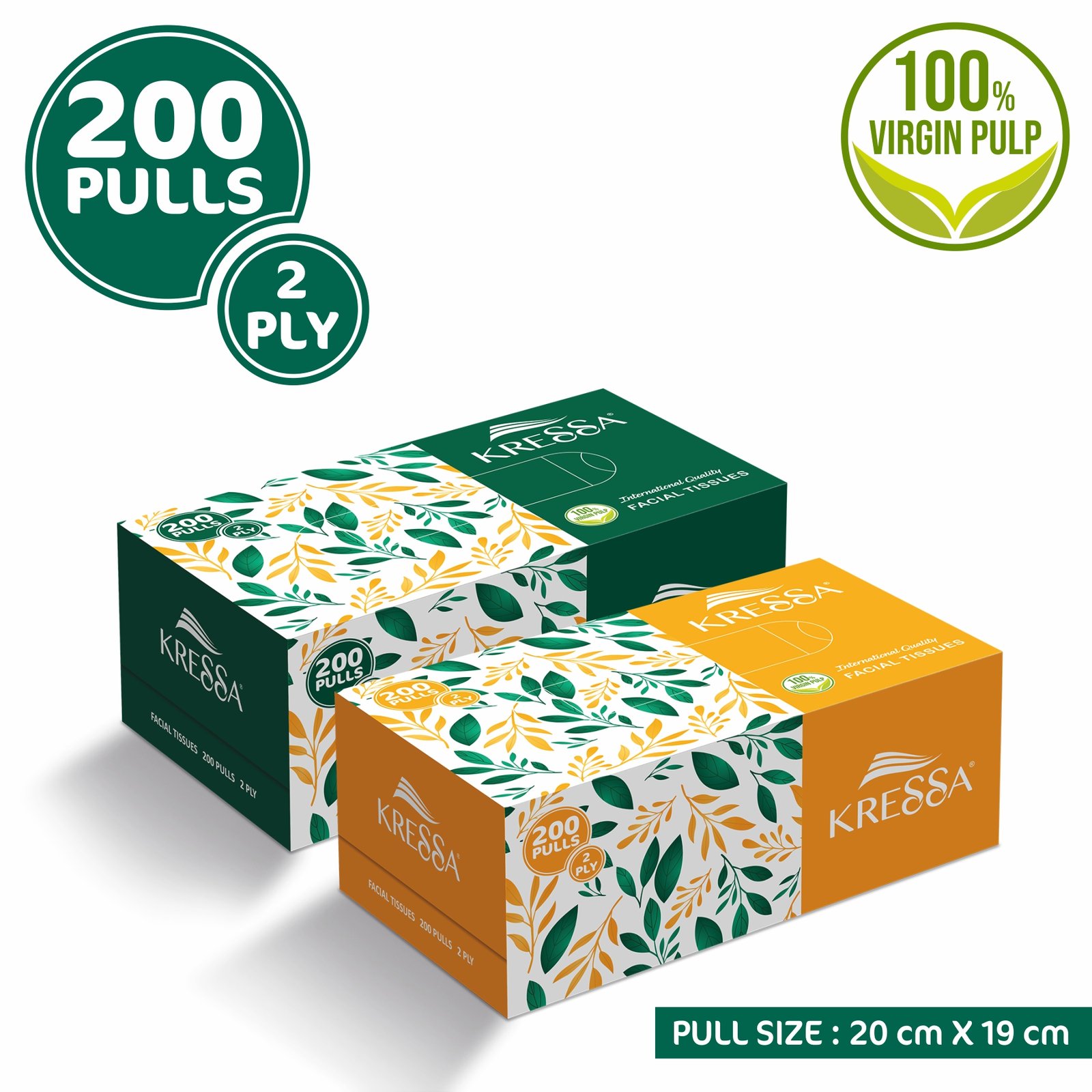 Kressa 2 Ply Face Tissue Box | 200 Pulls Per Box Pack of 3 - Image 2
