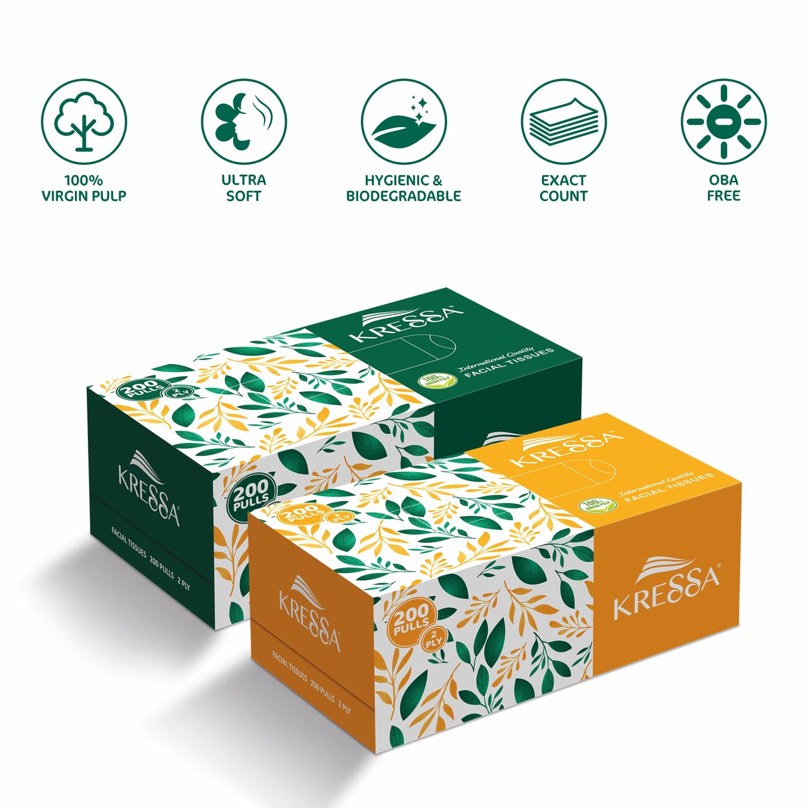 Kressa 2 Ply Face Tissue Box | 200 Pulls Per Box Pack of 3 - Image 5