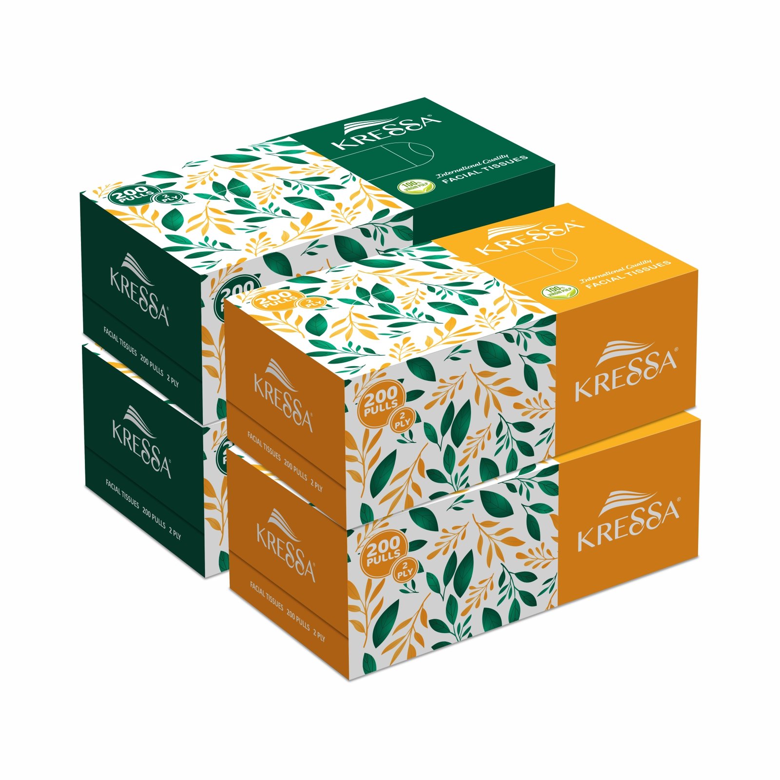 Kressa 2 Ply Face Tissue Box | 200 Pulls Per Box Pack of 4