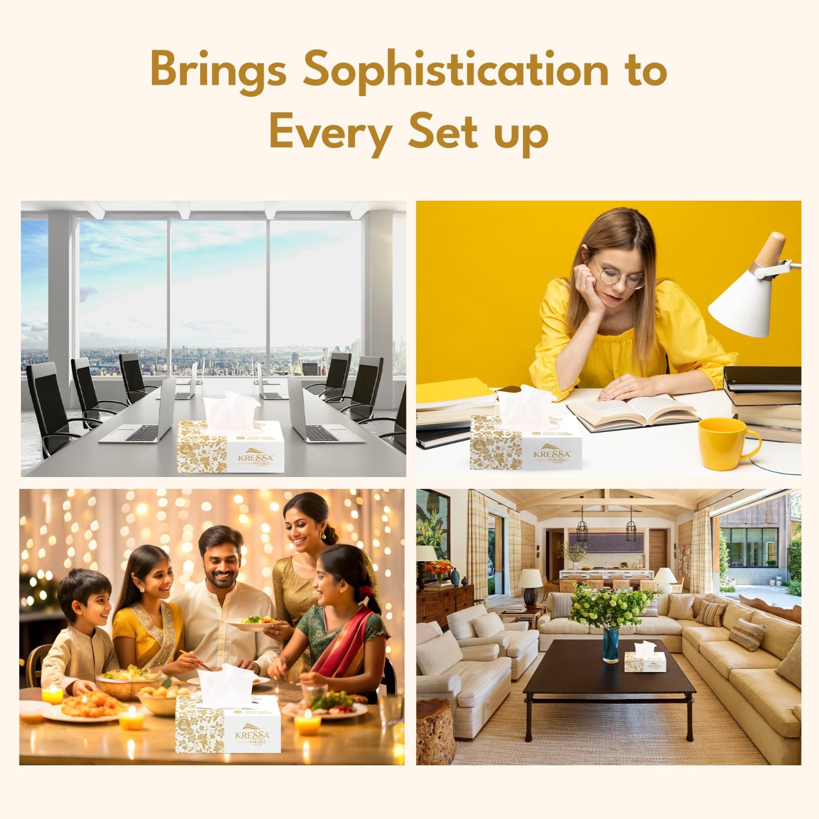 Kressa 3-Ply Face Tissue Box | Ultrasoft |100 Pulls Per Box (Pack of 3) - Image 7