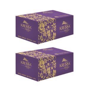 Kressa Premium 3-Ply Face Tissue Box | Ultrasoft |100 Pulls Per Box (Pack of 2)