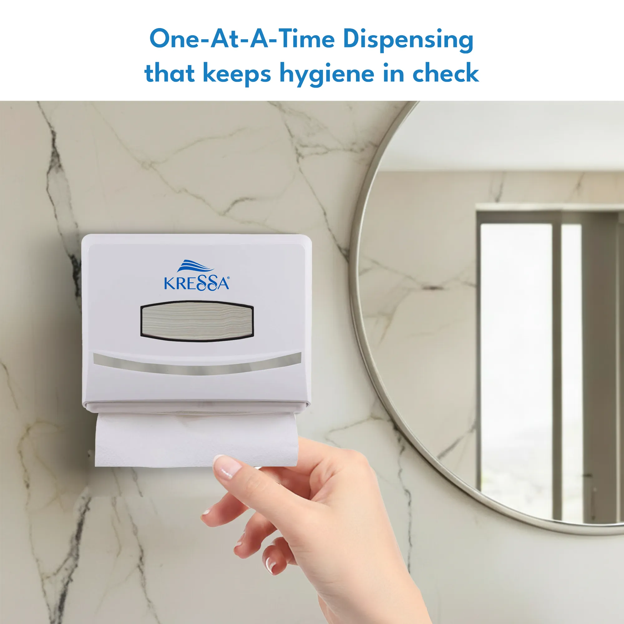Kressa Wall-Mounted Multi V-Fold Paper Hand Towel Dispenser, White, ABS Plastic, Large Capacity, Water-Resistant, Durable - Image 5
