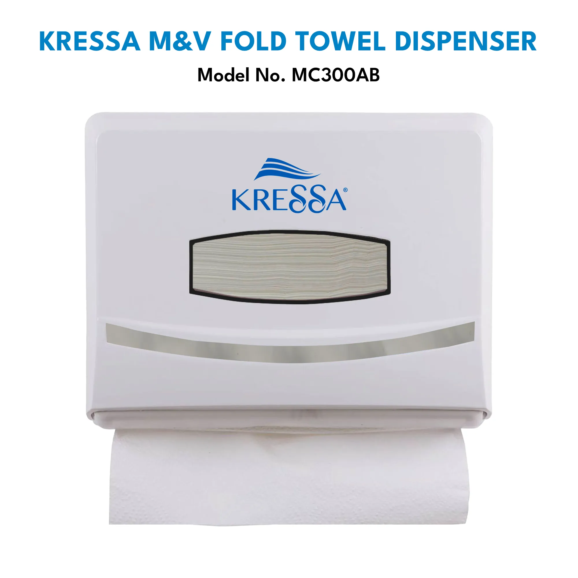 Kressa Wall-Mounted Multi V-Fold Paper Hand Towel Dispenser, White, ABS Plastic, Large Capacity, Water-Resistant, Durable - Image 3